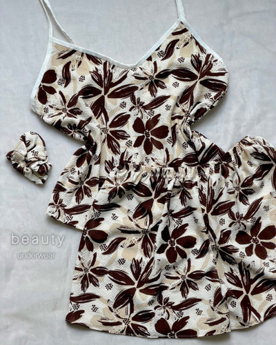 ست پفکی طرح گل قهوه ای